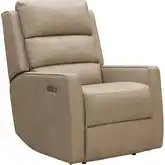 Kaleb Big & Tall Power Recliner with Power Headrest & Lumbar in Stone Off-White Top-Grain Leather